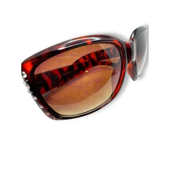 Foster Grant Womens Tortoise Shell Sunglasses Rhinestone Accent Gradient Lenses - Picture 13 of 13